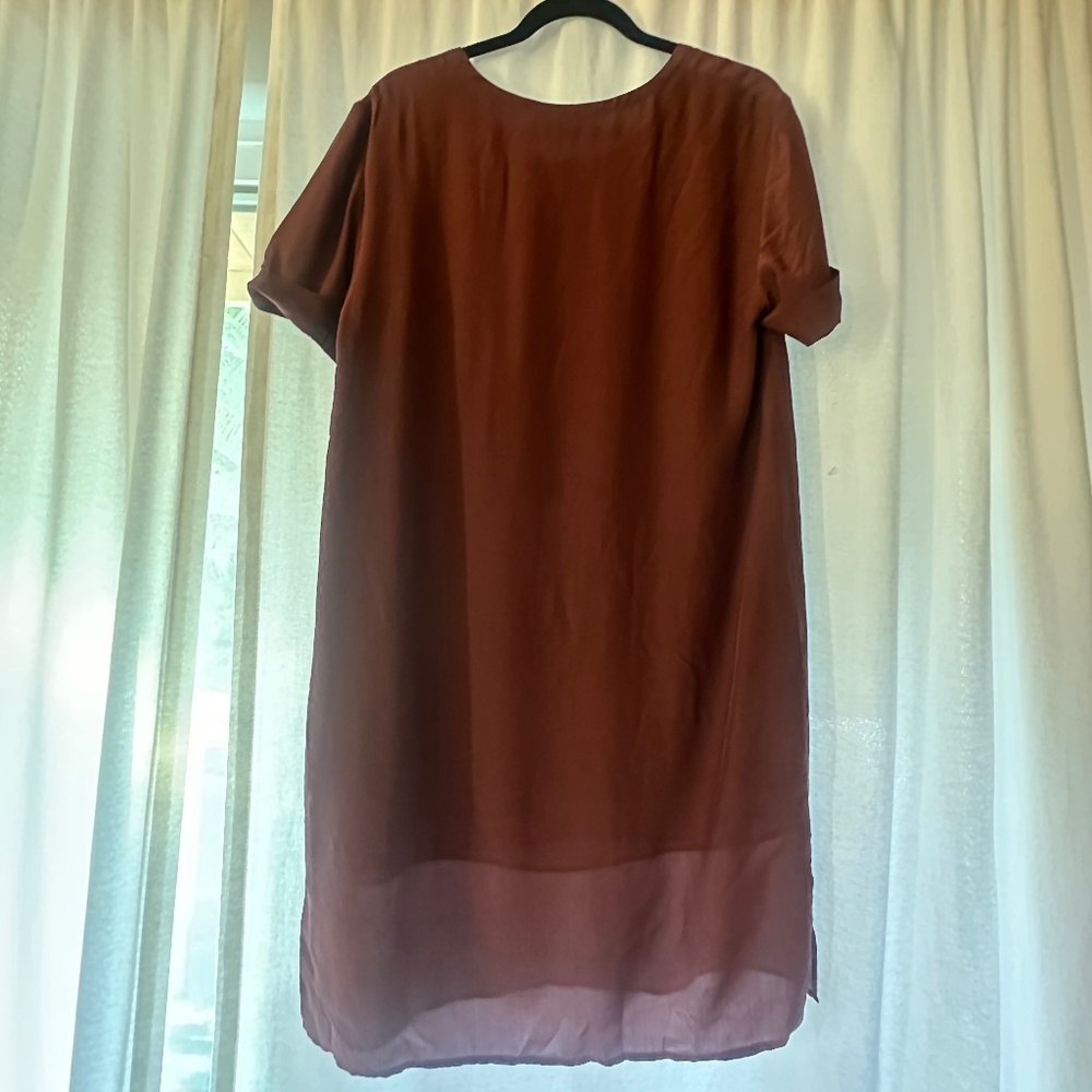 Women’s Rust Brown Shift Dress - Casual Short Sleeve